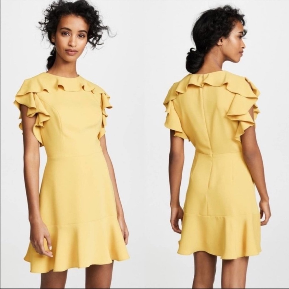 Amanda‎ Uprichard Emery Yellow Ruffle Dress Size large